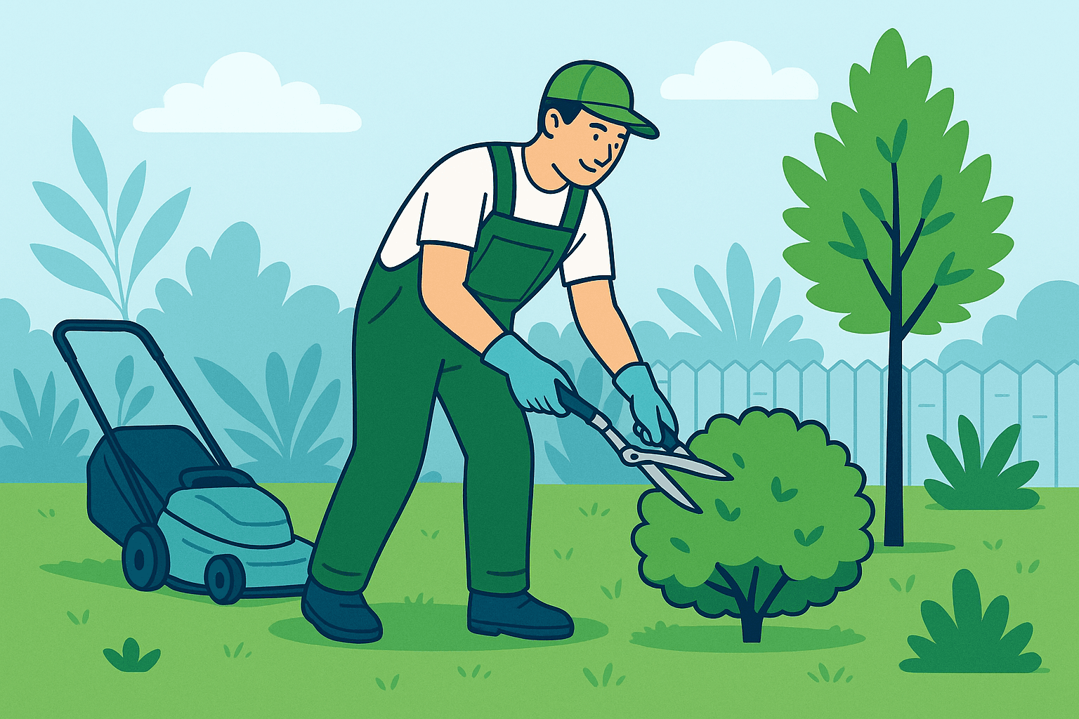 Giardiniere professionale che cura un giardino a Milano